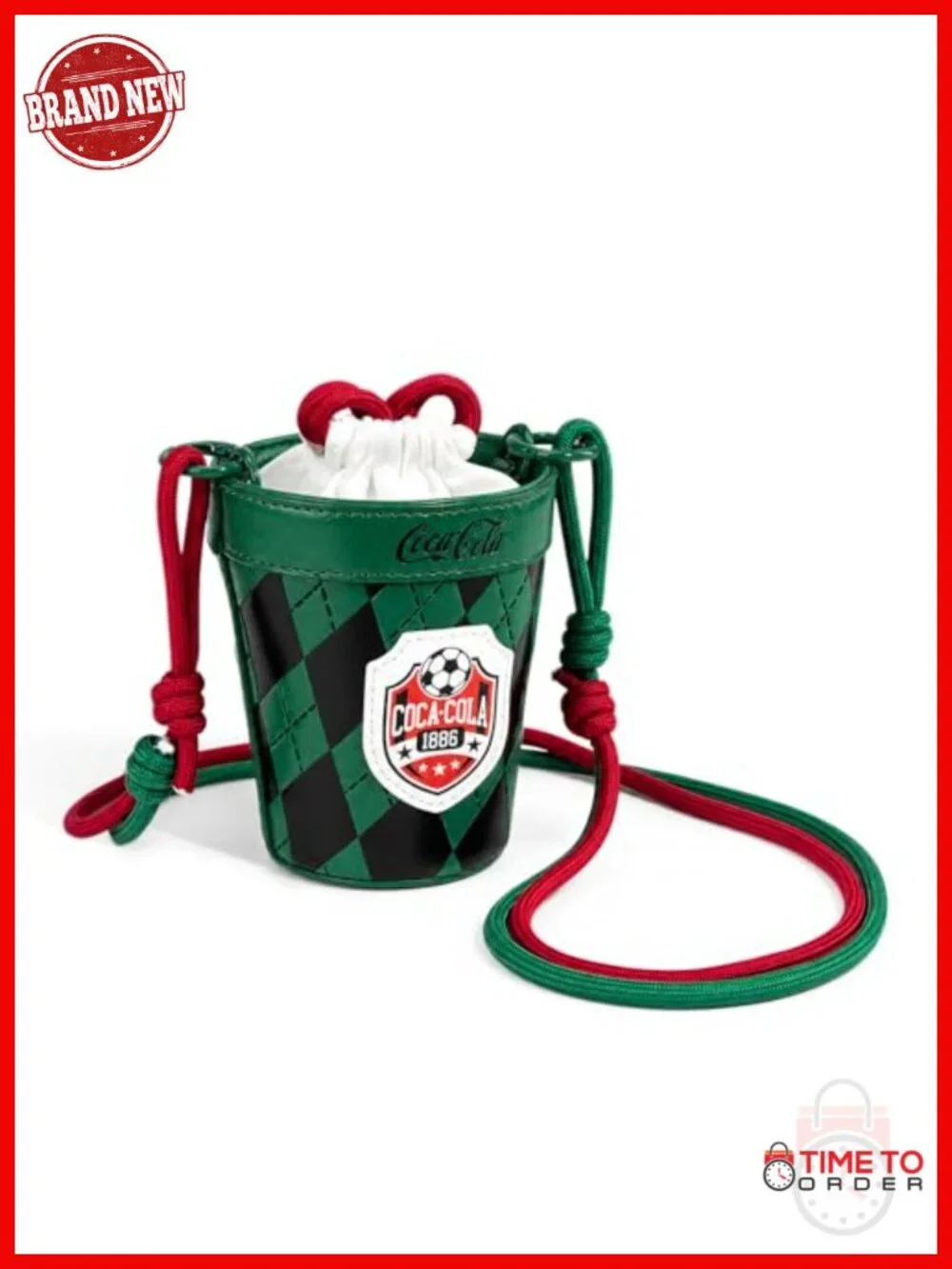 Mini Drawstring Bucket Crossbody Bag with Soccer Patch